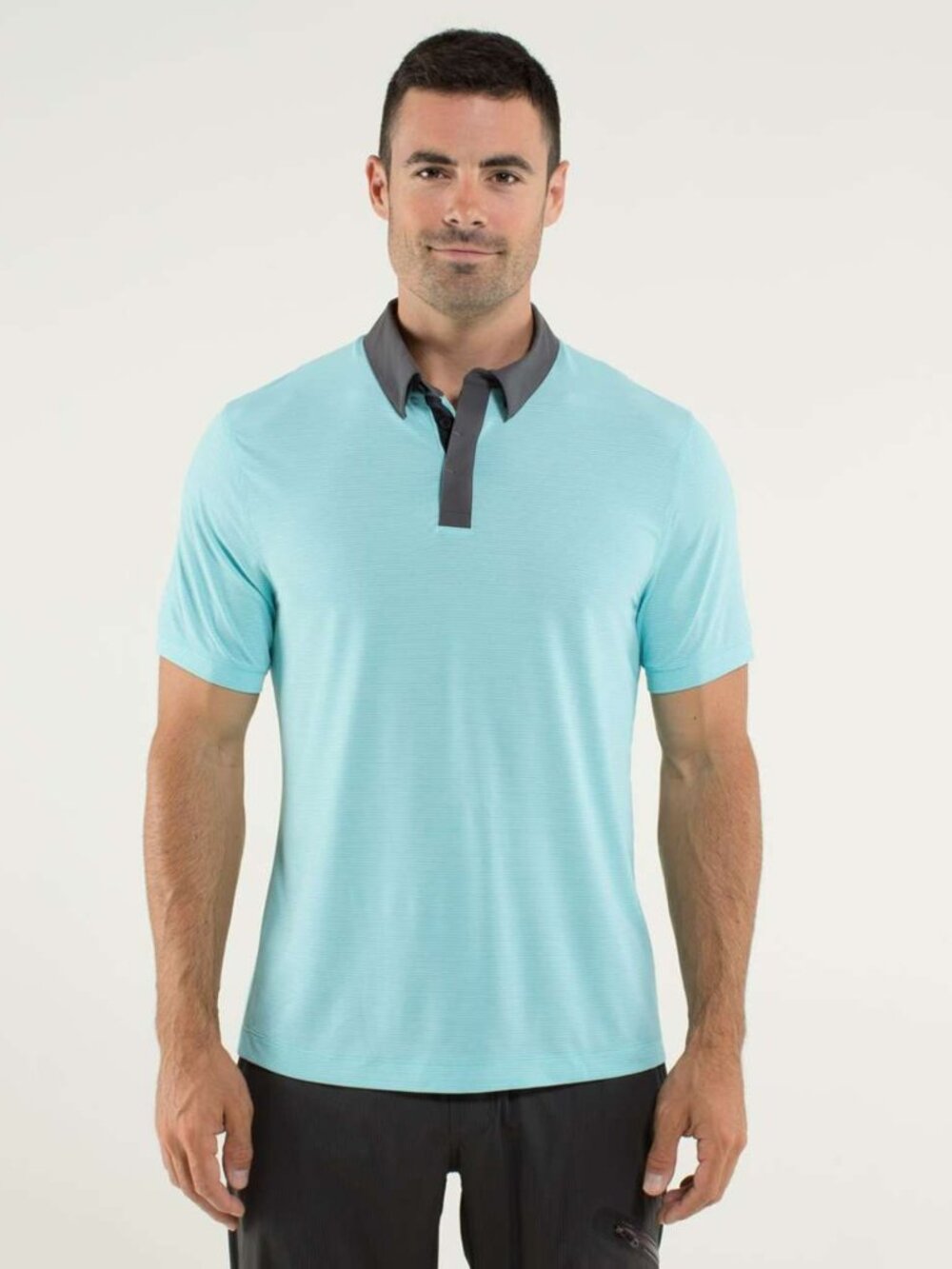 Lululemon Precision Polo Heathered Angel Blue / Soot Light Mens Size XL